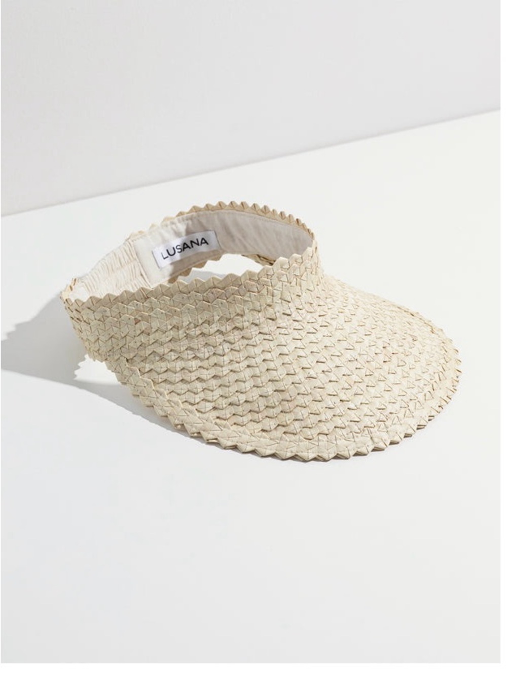 Lusana Beige Woven Straw Baha Visor